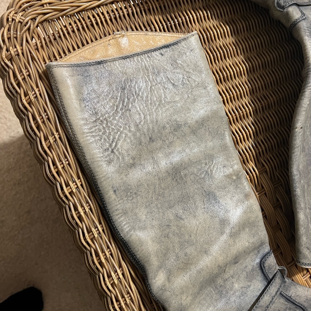 Frye Distressed Gray Leather Boots - Picture 5 of 8